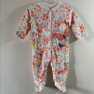 4/$20 Carter's Cotton Sleeper in Floral Butterfly Design, PRELOVED, 6M